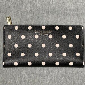 Kate Spade Polka Dot Large Slim Bifold Wallet Black & White Dot